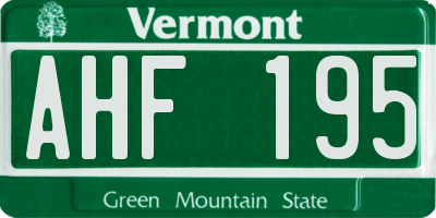 VT license plate AHF195