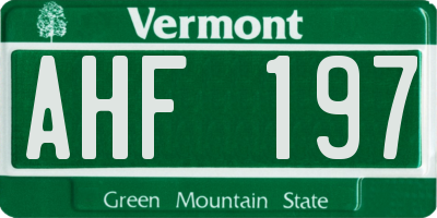 VT license plate AHF197
