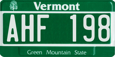 VT license plate AHF198