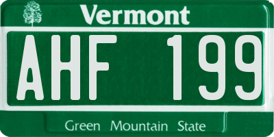 VT license plate AHF199