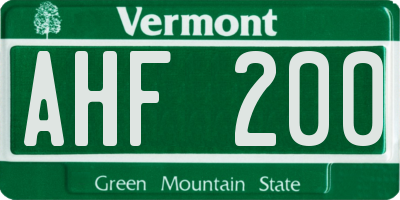 VT license plate AHF200