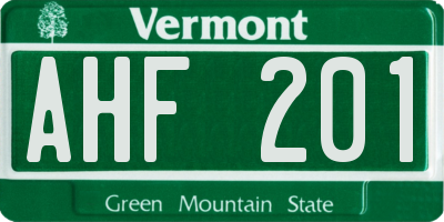 VT license plate AHF201