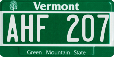 VT license plate AHF207