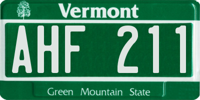 VT license plate AHF211