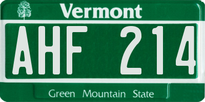 VT license plate AHF214