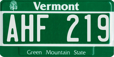 VT license plate AHF219