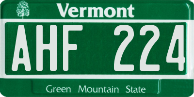 VT license plate AHF224