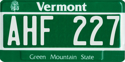 VT license plate AHF227