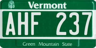 VT license plate AHF237