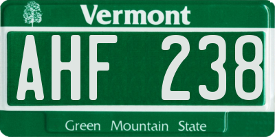 VT license plate AHF238