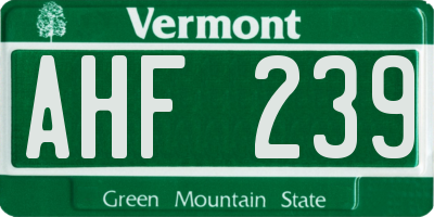 VT license plate AHF239