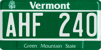 VT license plate AHF240