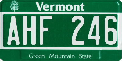 VT license plate AHF246