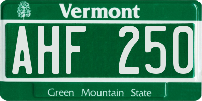 VT license plate AHF250