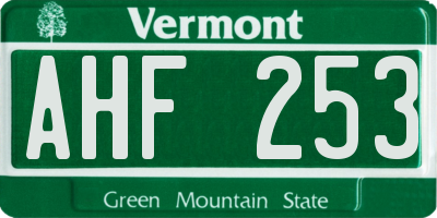 VT license plate AHF253