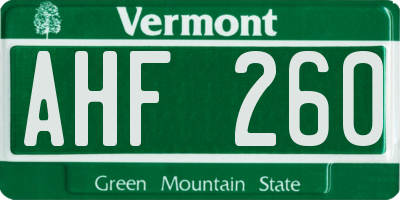 VT license plate AHF260
