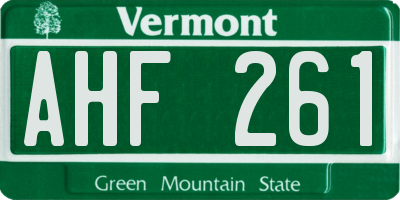 VT license plate AHF261
