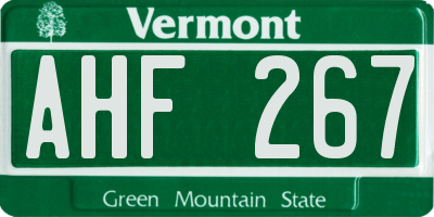 VT license plate AHF267
