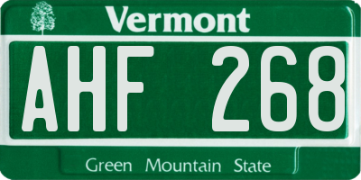 VT license plate AHF268