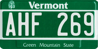 VT license plate AHF269