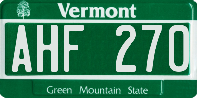 VT license plate AHF270