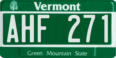 VT license plate AHF271