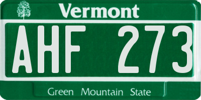 VT license plate AHF273