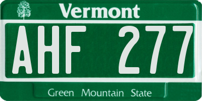 VT license plate AHF277