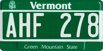 VT license plate AHF278