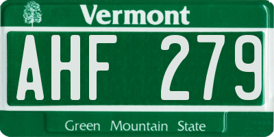 VT license plate AHF279
