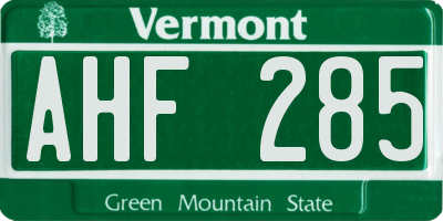 VT license plate AHF285