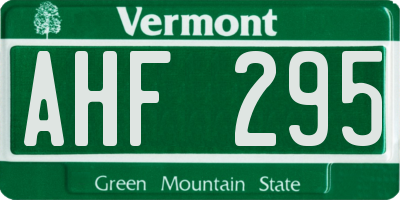 VT license plate AHF295