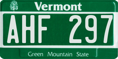 VT license plate AHF297