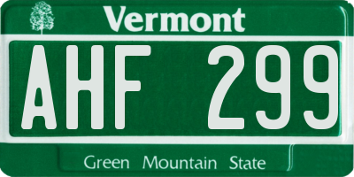 VT license plate AHF299