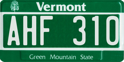 VT license plate AHF310