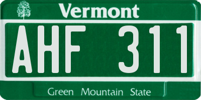 VT license plate AHF311