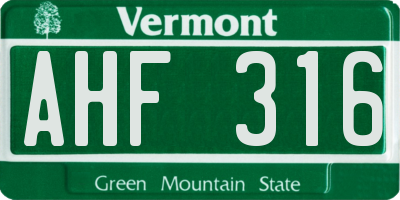 VT license plate AHF316