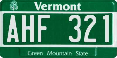VT license plate AHF321