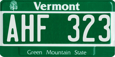 VT license plate AHF323
