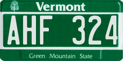 VT license plate AHF324