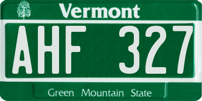 VT license plate AHF327
