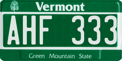 VT license plate AHF333