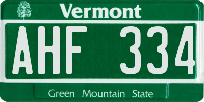 VT license plate AHF334