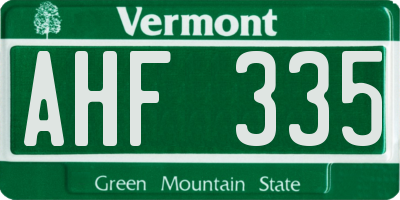 VT license plate AHF335