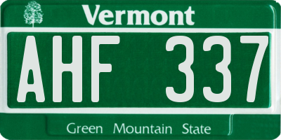 VT license plate AHF337