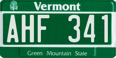 VT license plate AHF341
