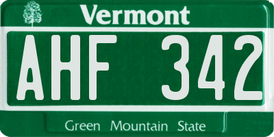 VT license plate AHF342