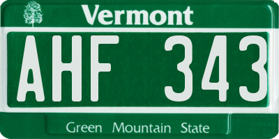 VT license plate AHF343