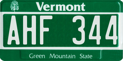 VT license plate AHF344