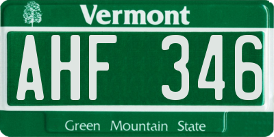 VT license plate AHF346